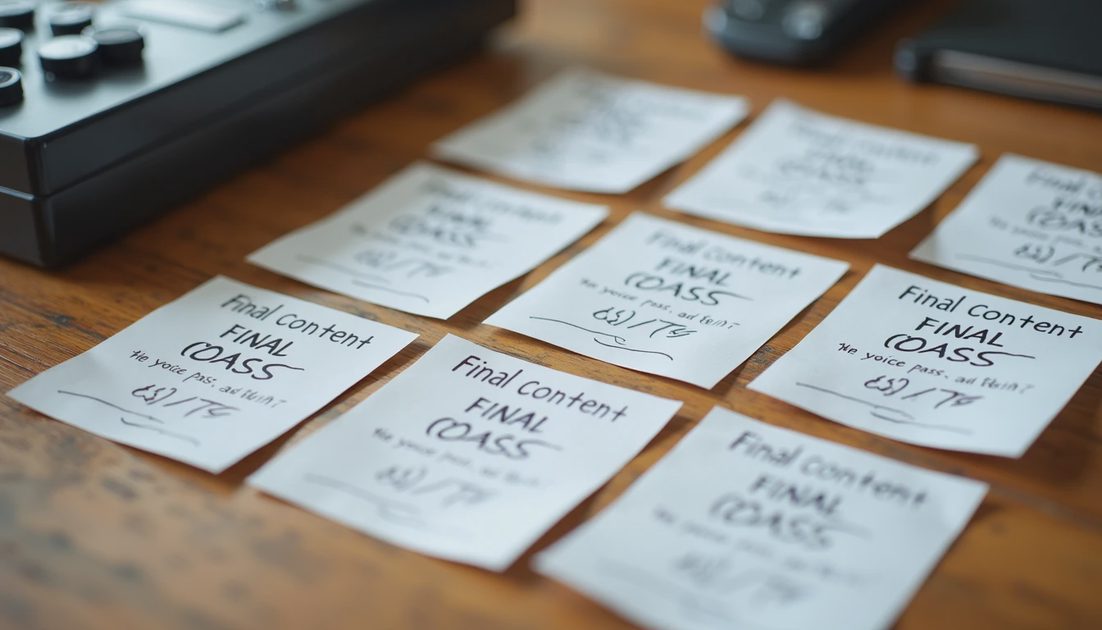 Final week of content cards extracted from one conversation with voice checks